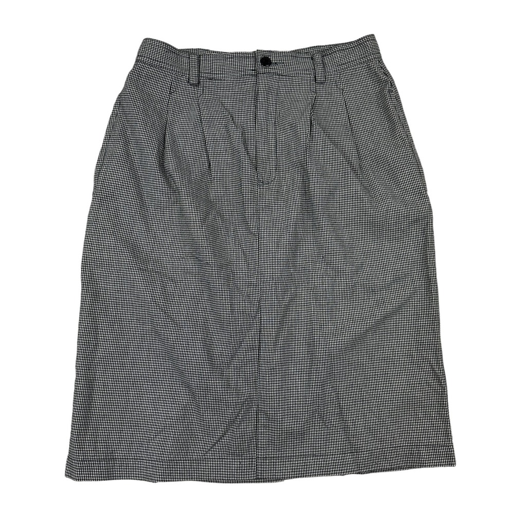 VTG Liz Sport Black White Houndstooth High Waist Pencil Skirt 100% Cotton Sz 10